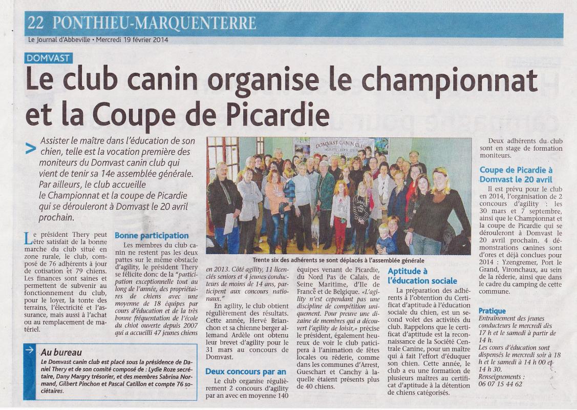 Article du Journal d'Abbeville 19 02 2014